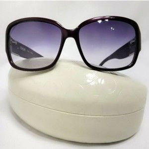 Coach Oversized Round Purple Sunglasses S2025 and Embossed Case